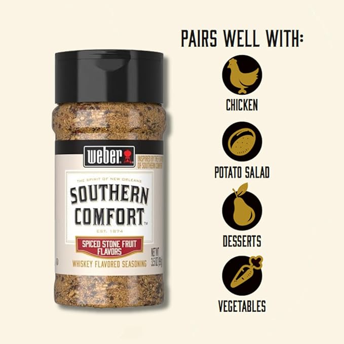 Weber Southern Comfort Whiskey Flavored BBQ Seasoning, 3.5 oz