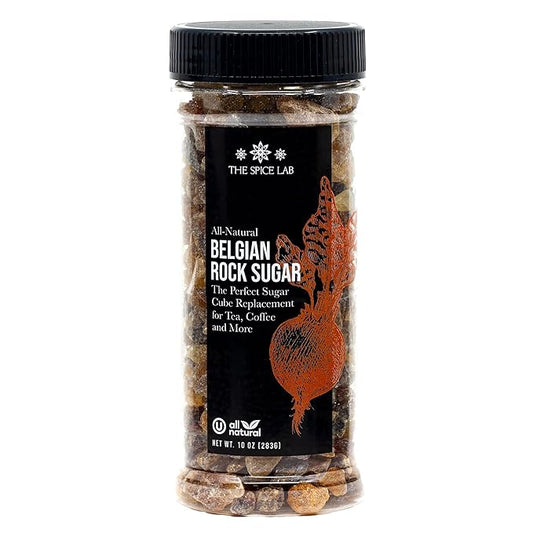 The Spice Lab Belgian Rock Sugar – Authentic Beet Sugar Crystals – Amber Sweetener For Tea & Coffee