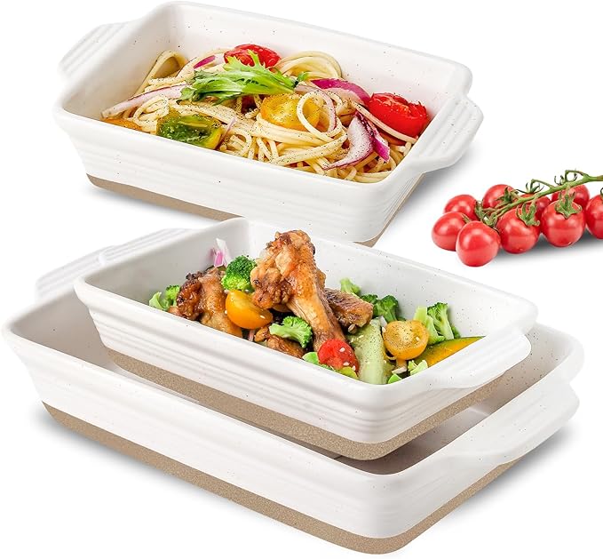 Ceramic Baking Dish, Casserole Dishes for Oven, Extra Deep Lasagna Pans with Handles, Rectangular