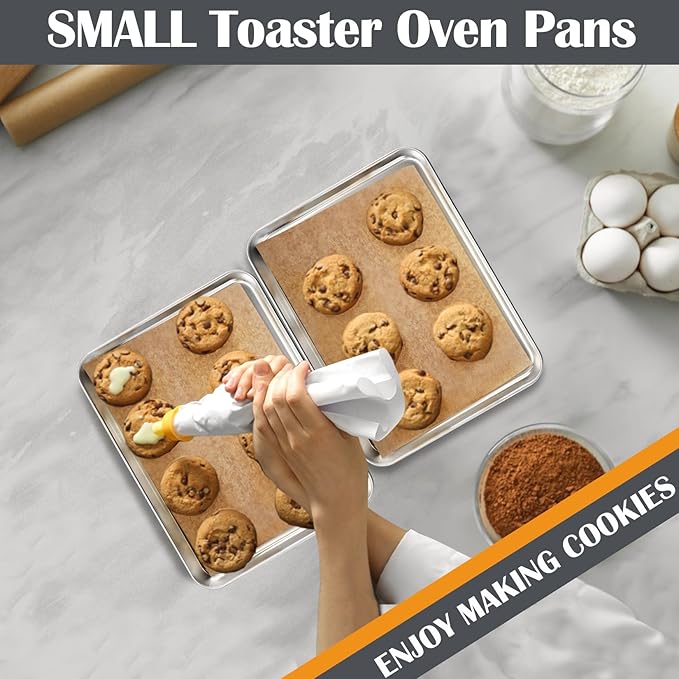 2Pcs Baking Sheet Pan Set, Joyfair Stainless Steel Cookie Sheets, Commercial Metal Pans Toaster