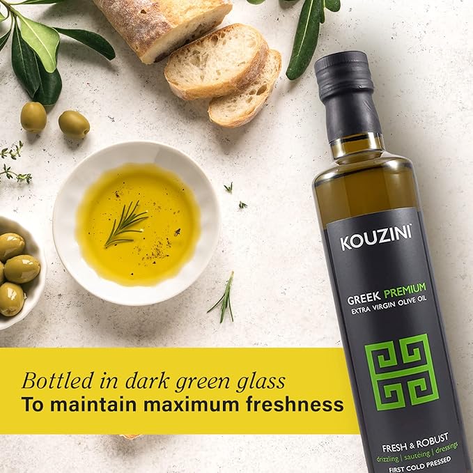 (3 Pack Premium) Kouzini Greek Premium Extra Virgin Olive Oil, Cold Pressed, Single Origin, Rich