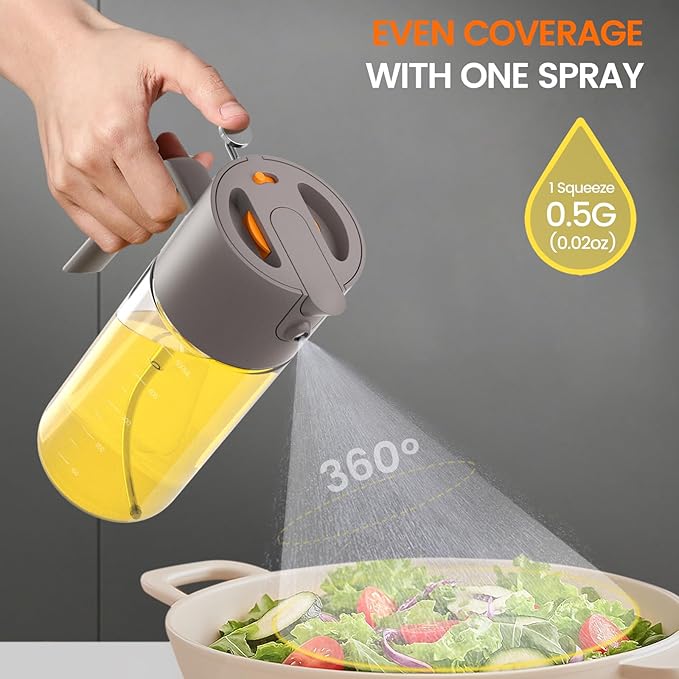 Oil Sprayer for Cooking, 2025 Large Advanced Olive Oil Dispenser Bottle,500ml/17oz Glass Olive Oil