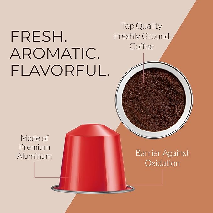 Camilla’s Heritage - Intensity 8 Cinnamon Flavored Espresso Coffee, Gourmet Espresso Cups, 60