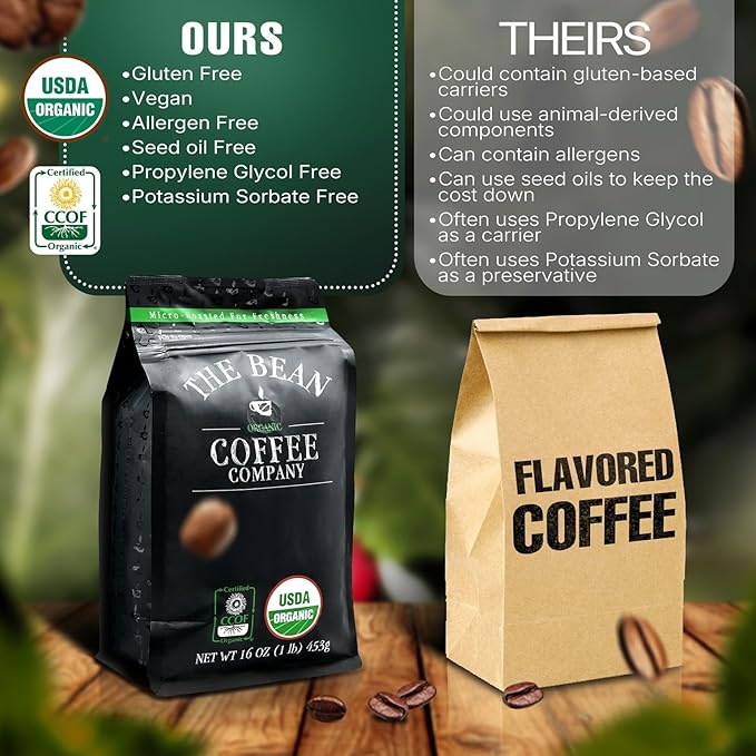 The Bean Organic Coffee Company Caramel, Medium Roast, Ground Coffee, 16-Ounce Bag, Café molido