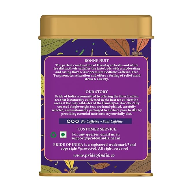 Pride of India | Sip and Relax : Bedtime Tea | 15 Pyramid Full Leaf Individually Wrapped Tea Bags|