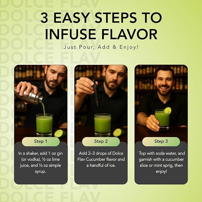 Dolce Flav Natural Cucumber Extract, Water Soluble ??2 oz | Authentic Cucumber Flavoring for