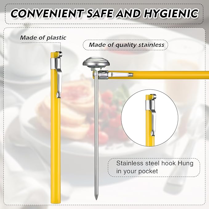 Xuhal 6 Pcs Stainless Steel Kitchen Thermometer with 5 Inch Long Stem 1 Inch Dial Thermometer Milk