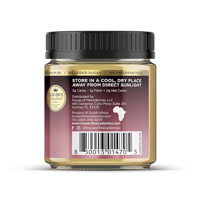 House of Macadamias Macadamia Nut Butter with Sea Salt - 8.8oz - No Added Sugar, No Palm Oil