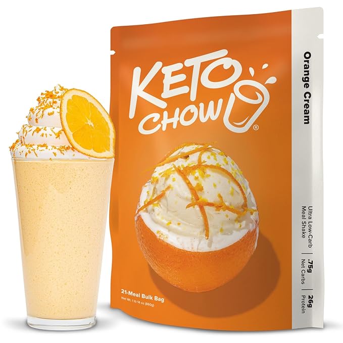 Keto Chow Orange Cream - Keto Meal Replacement Shake Powder - Nutritionally Complete - Low Carb