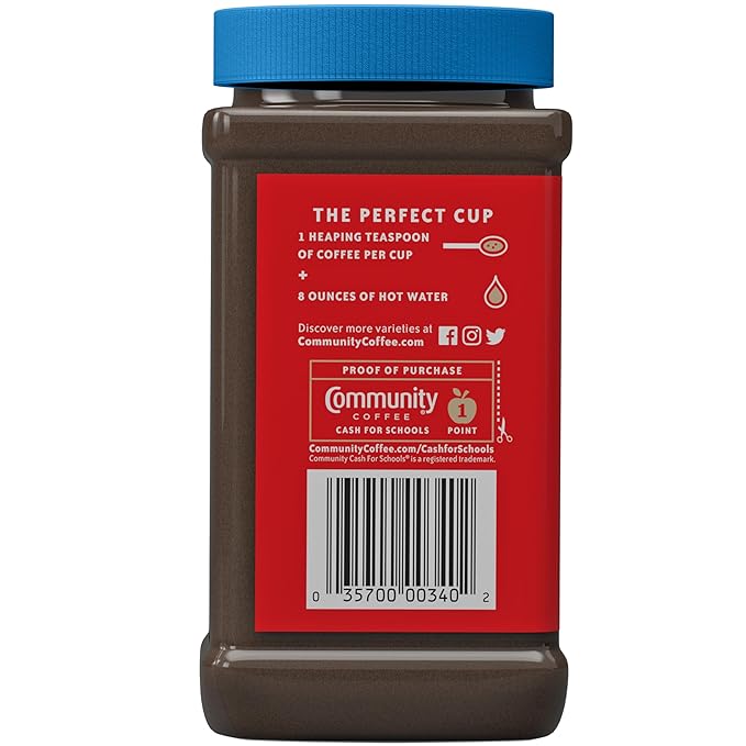 Community Coffee Breakfast Blend Instant Coffee, Medium Roast, 7 oz Jar (Pack of 4)