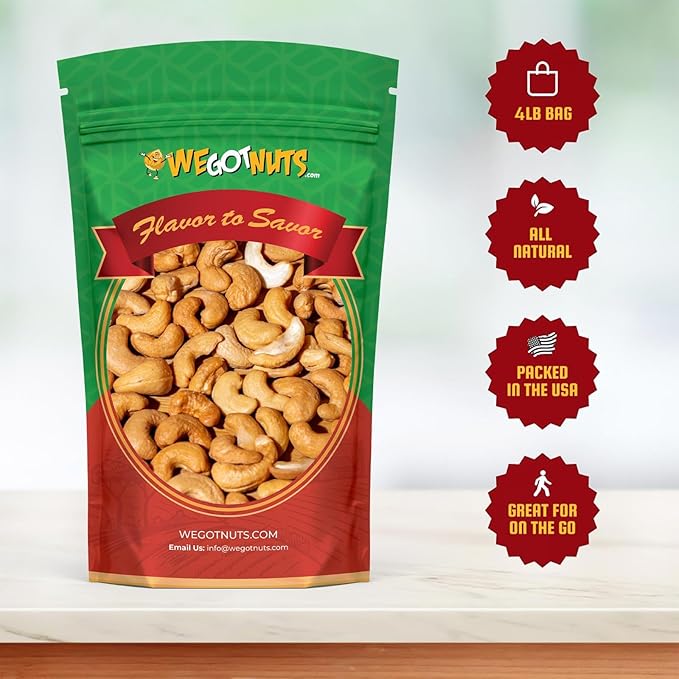We Got Nuts Roasted Unsalted Cashews 4 Lb.