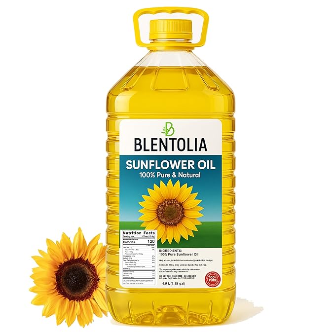 Blentolia 100% Pure Sunflower Oil ??4.5L | Non-GMO, Light Taste, High Smoke Point | Ideal for