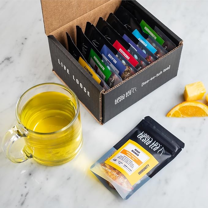 Tiesta Tea - Top 8 Favorites Sampler Set, Loose Leaf, Up to 80 Cups, High to No Caffeine, Hot &
