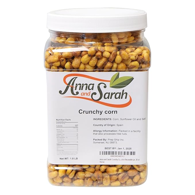 Anna and Sarah Crunchy Corn- Roasted and Salted Corn Nuts-Natural Cravings - Original Toasted Corn