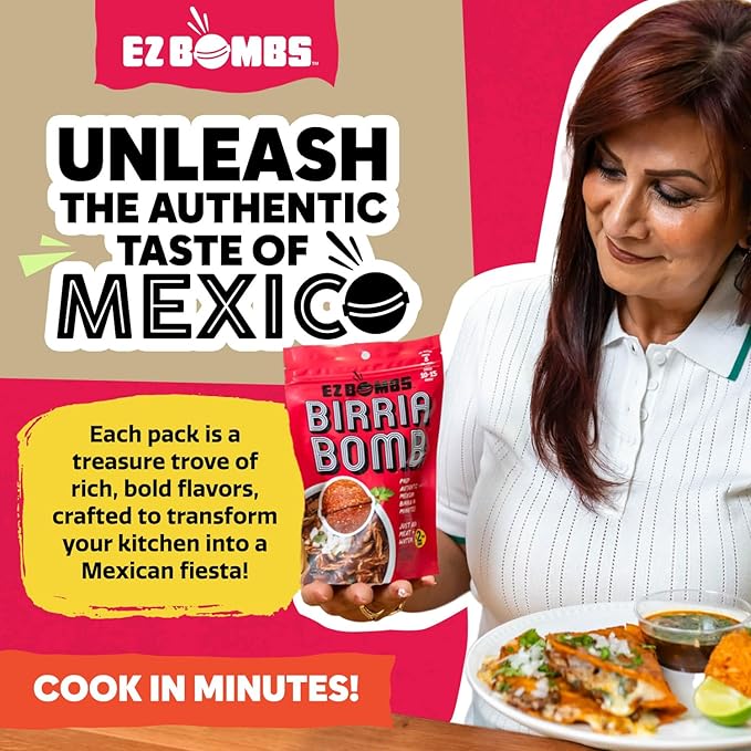 EZ Bombs Birria Bomb Seasoning, Pack of 2 – Authentic Mexican Spice Mix for Tacos, Burritos