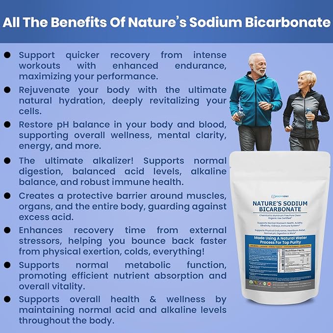 Nature’s Sodium Bicarbonate Organic Use Aluminum Free Baking Soda. No Chemical Pure Baking Soda