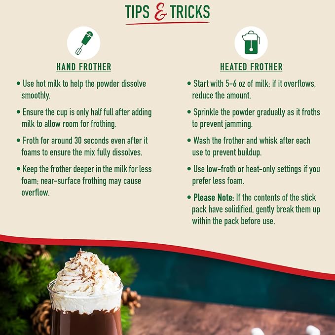 Caffelatto Milk Chocolate Hot Cocoa, Gourmet Single Serve Sticks, Made for Milk Frothers, Add Your