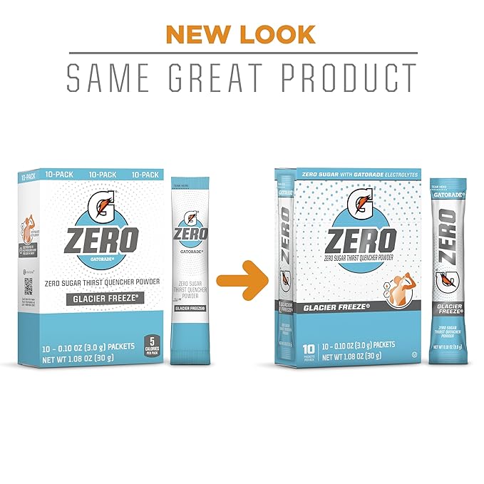 Gatorade G Zero Powder, Glacier Cherry Variety Pack, 0.10oz Individual Packets - 10 Count (Pack of