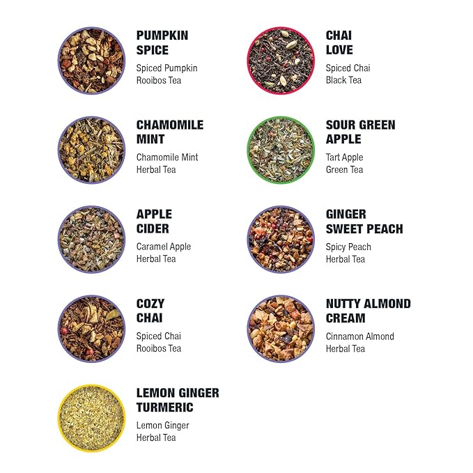 Tiesta Tea - Fall Medley Tea Sampler Dry Flight Set, Loose Leaf, No Caffeine, Makes Hot & Iced