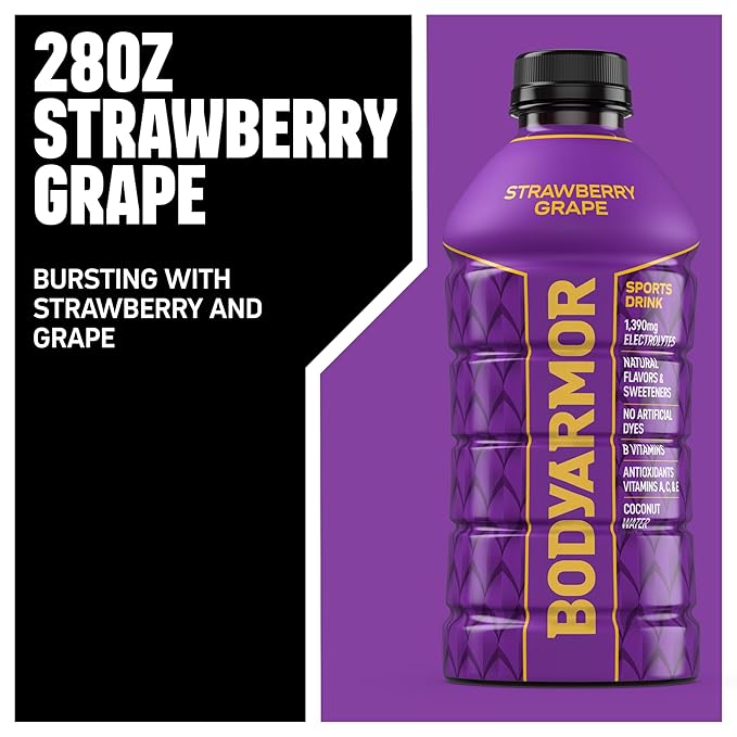 BODYARMOR Sports Drink Sports Beverage, Strawberry Grape, Coconut Water Hydration, Natural Flavors