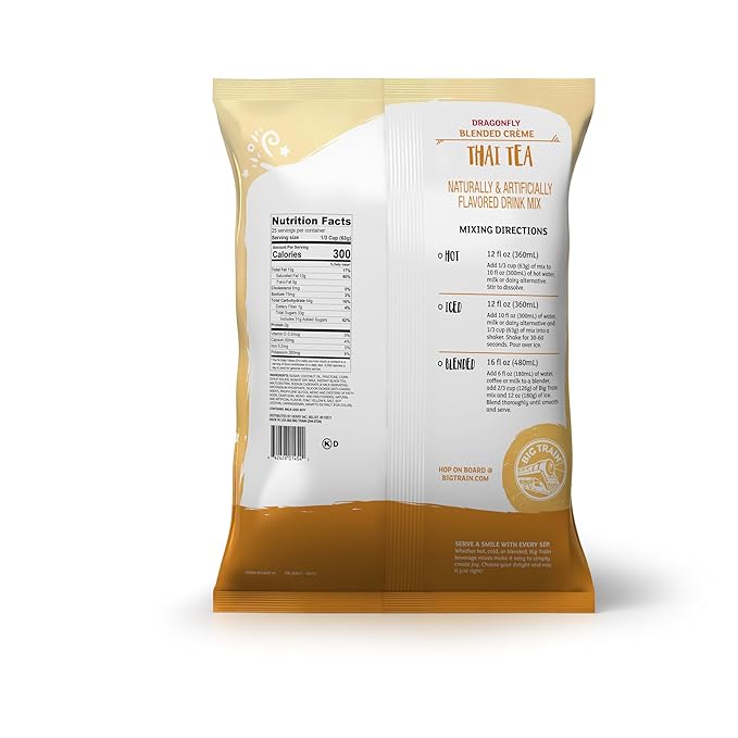 Big Train Dragonfly Thai Tea Blended Cr챔me Beverage Mix, 3.5 Pound (Pack of 1)