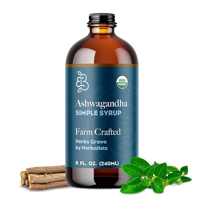 Bluestem Botanicals Organic Ashwagandha Simple Syrup, 8 oz, Cocktail and Mocktail Mixer for Drinks
