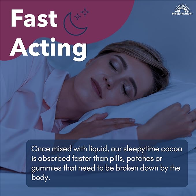 Mindful Evening Peppermint Cocoa Mix Natural Sleep Aid, Melatonin 3mg, L-Theanine, GABA