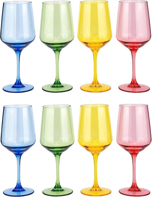 KOXIN-KARLU Unbreakable Classic 18 ounce All-Purpose Plastic Stem Wine Glasses Acrylic Glasses, set