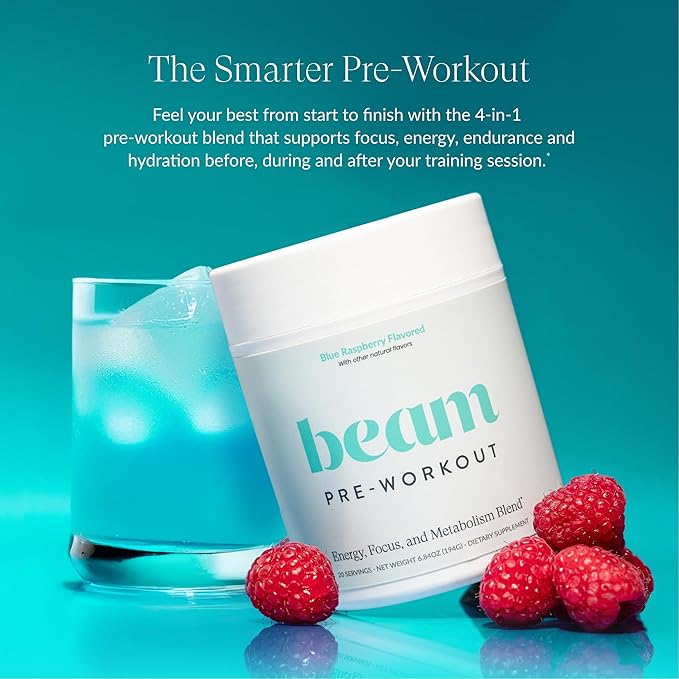 Beam Pre Workout Powder for Energy, Focus & Endurance ??Natural Caffeine from PurCaf, Cognizin