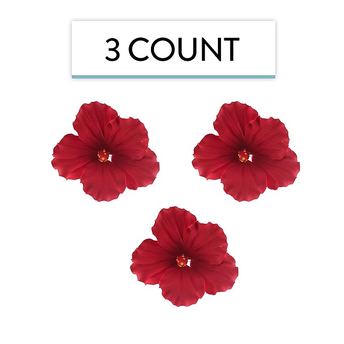 Global Sugar Art Hibiscus Sugar Cake Flowers, Red, Hawaiian Cake Flower Large 3 Count by Chef Alan