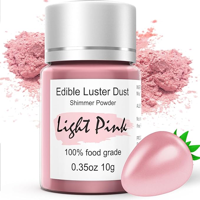 Edible Pink Luster Dust for Cake Decorating ??0.35oz Colaele Gold Shimmering Edible Glitter Dust