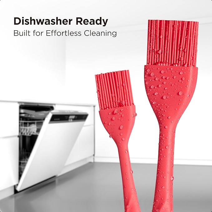 Kitchen Mama WaltzGrip Platinum Silicone Basting Pastry Brush: Set of 2 Heat-Resistant Brushes