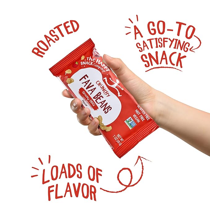 The Happy Snack Company Fava Beans Variety Pack 24 x 1 oz (Smoky BBQ Flavor and Pizza