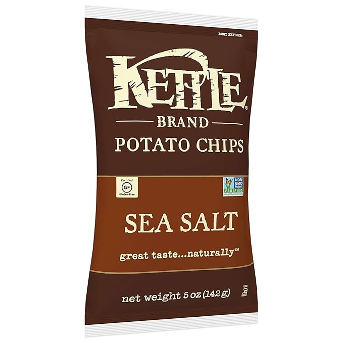 Kettle Brand Potato Chips, Sea Salt, 5 Ounce (Pack of 8)