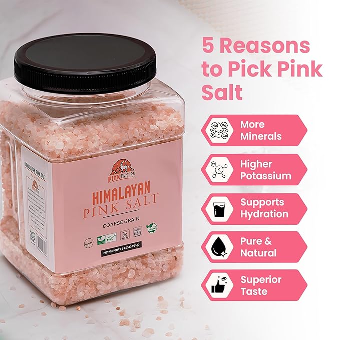 Pink Pantry Himalayan Pink Salt, 100% Pure Himalayan Salt, Non-GMO, Kosher Certified, No Additives