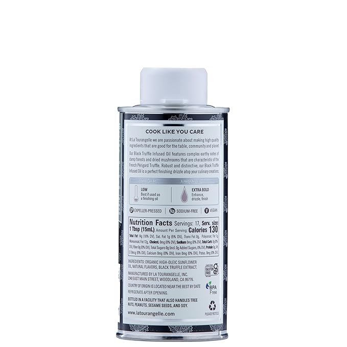 La Tourangelle, Black Truffle Oil, Complex Gourmet Earthy Flavor for Drizzling over Pasta, Popcorn