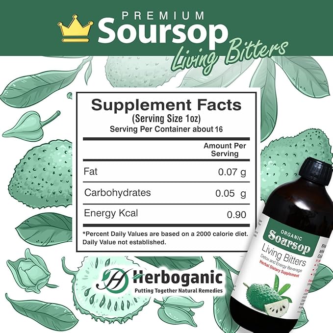 Premium Soursop Bitters Liquid | Natural Living Bitters for Overall Wellness 16 OZ