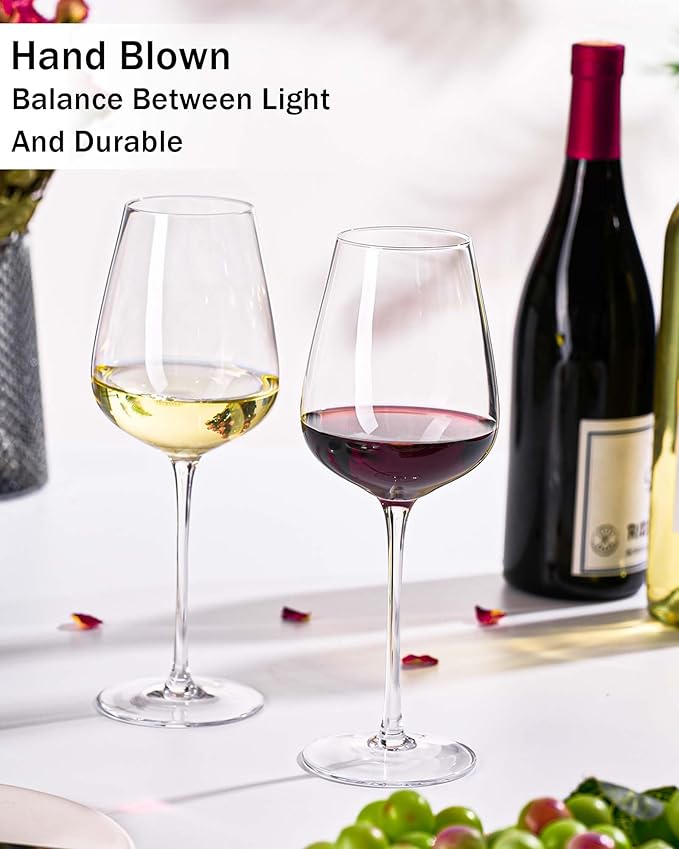 JBHO Hand Blown Italian Style Crystal Bordeaux Wine Glasses - Great Gift Packaging - Red Wine