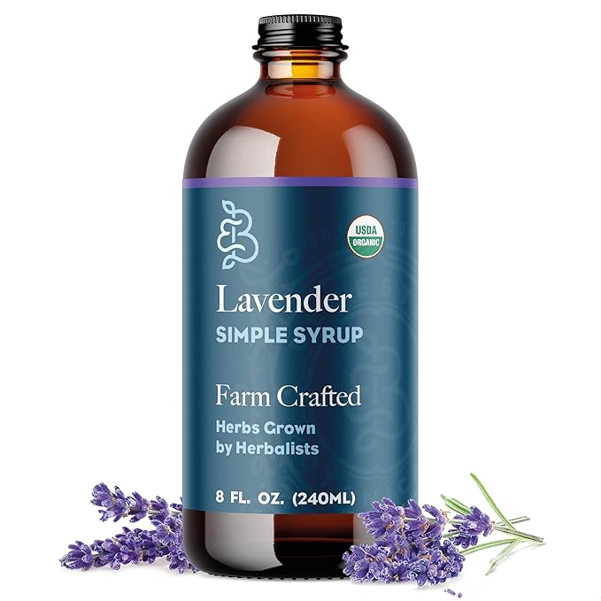 Bluestem Botanicals Organic Lavender Simple Syrup, 8 oz, Cocktail and Mocktail Mixer for Drinks