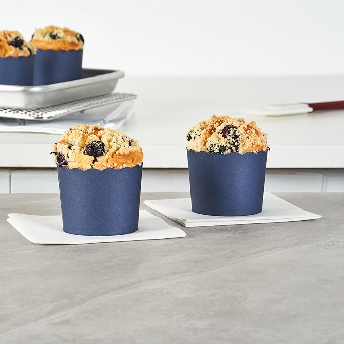 Panificio 6 Ounce Cupcake Wrappers, 200 Scalloped Baking Cups - Oven-Ready, Greaseproof, Midnight
