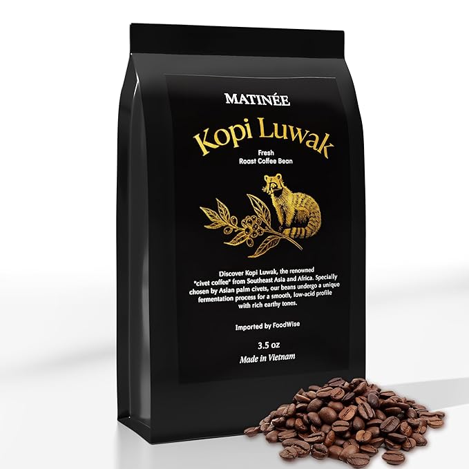 MATINÉE Wild Kopi Luwak Coffee Beans, Medium Roast, Whole Bean Beans, Civet Coffee - Sustainably
