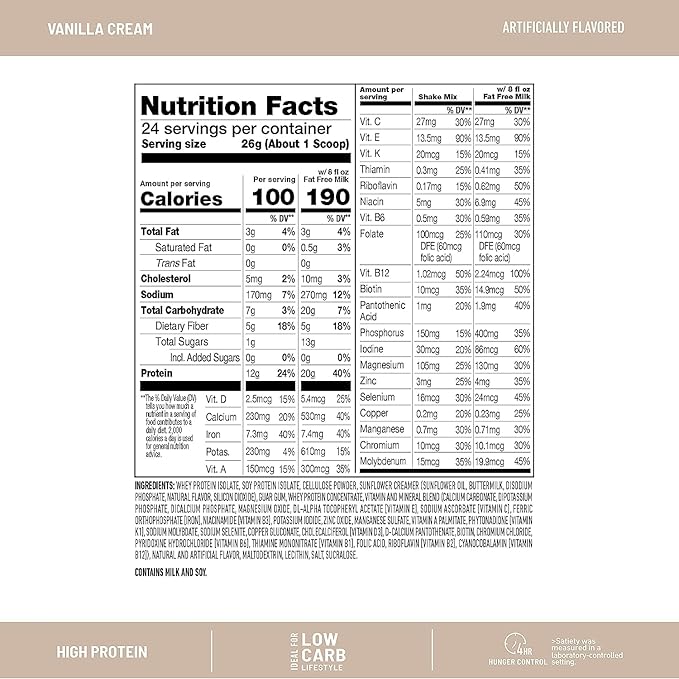 SlimFast Advanced Nutrition High Protein Meal Replacement Smoothie Mix, Vanilla Cream, Weight Loss