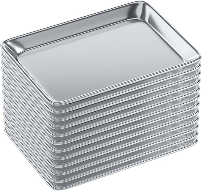 Pack of 12 | 10 in. x 13 in. Quarter Size Aluminum Bun. / Sheet Pan | Ideal for baking, roasting