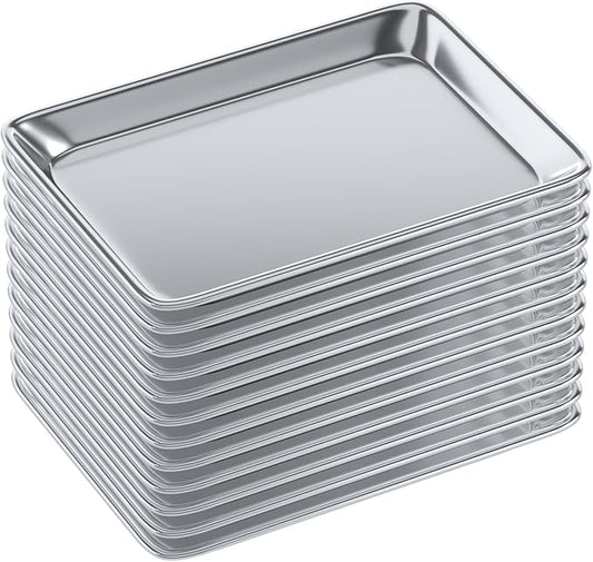 Pack of 12 | 10 in. x 13 in. Quarter Size Aluminum Bun. / Sheet Pan | Ideal for baking, roasting