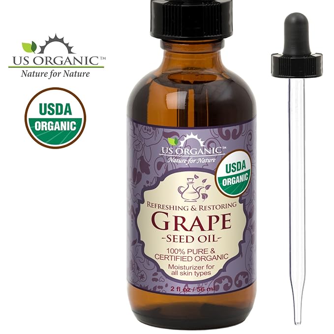 US Organic Grape Seed Oil, USDA Certified Organic, 100% Pure & Natural, Cold Pressed Virgin