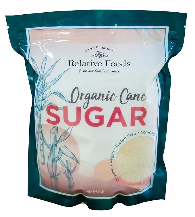 Organic Cane Sugar Crystals (3lb sugar packet) - Preservative & bone-char free, vegan food sugar