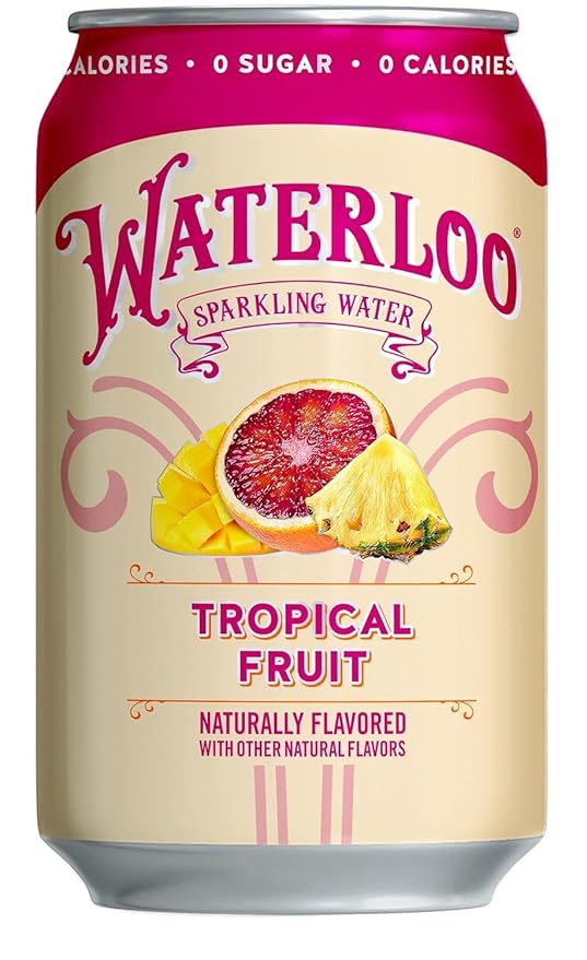 Waterloo Sparkling Water, Tropical Fruit Naturally Flavored, 12 Fl Oz Cans (Pack of 12) – Zero