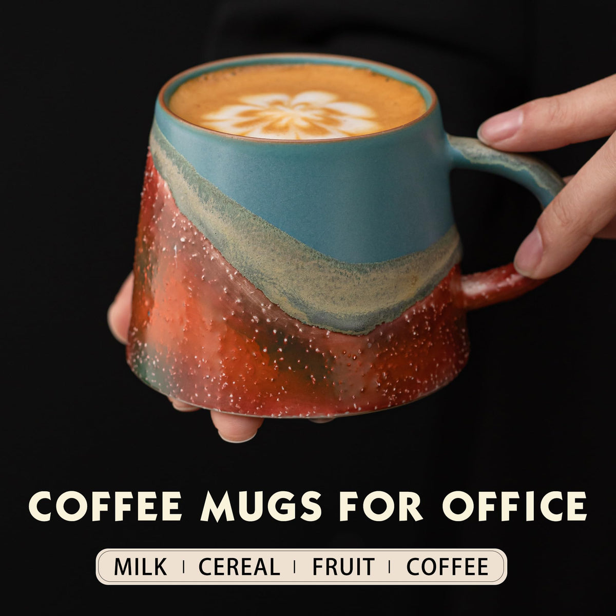 Vintage Coffee Mug 8 OZ Handmade Ceramic Coffee Espresso Cup with Handle