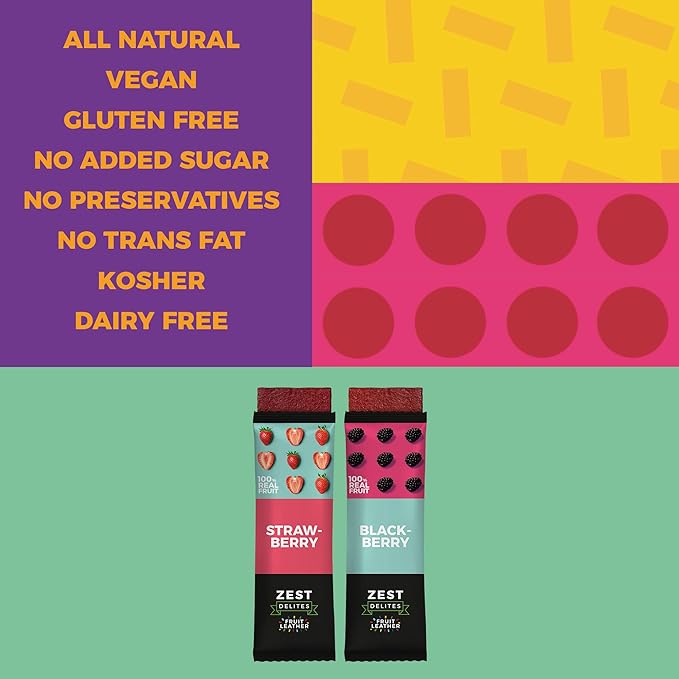 Dried Fruit Bars by Zest Delites, Fruit Leather, Healthy Snacks Pack for Adults & Kids, Lavashak