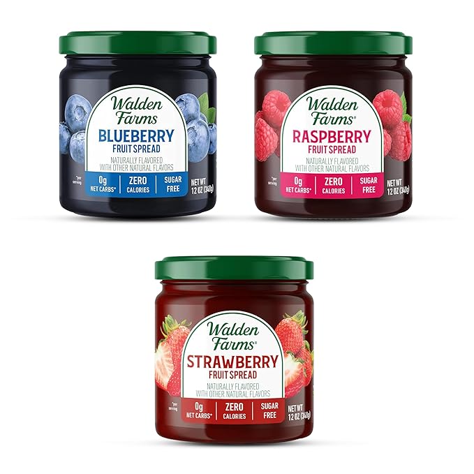 Walden Farms Fruit Spread Variety Pack Blueberry, Raspberry & Strawberry Fruit Flavors – Zero